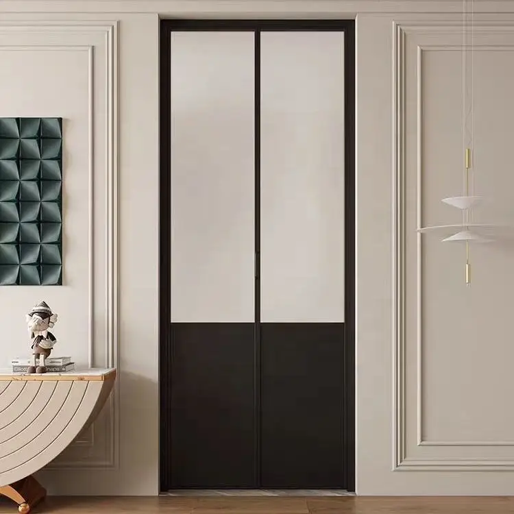 Household Ultra Narrow Aluminium Frame Glass Folding Door French Style Noise Reduction Stacking Doors Exquisite Fold Up Doors