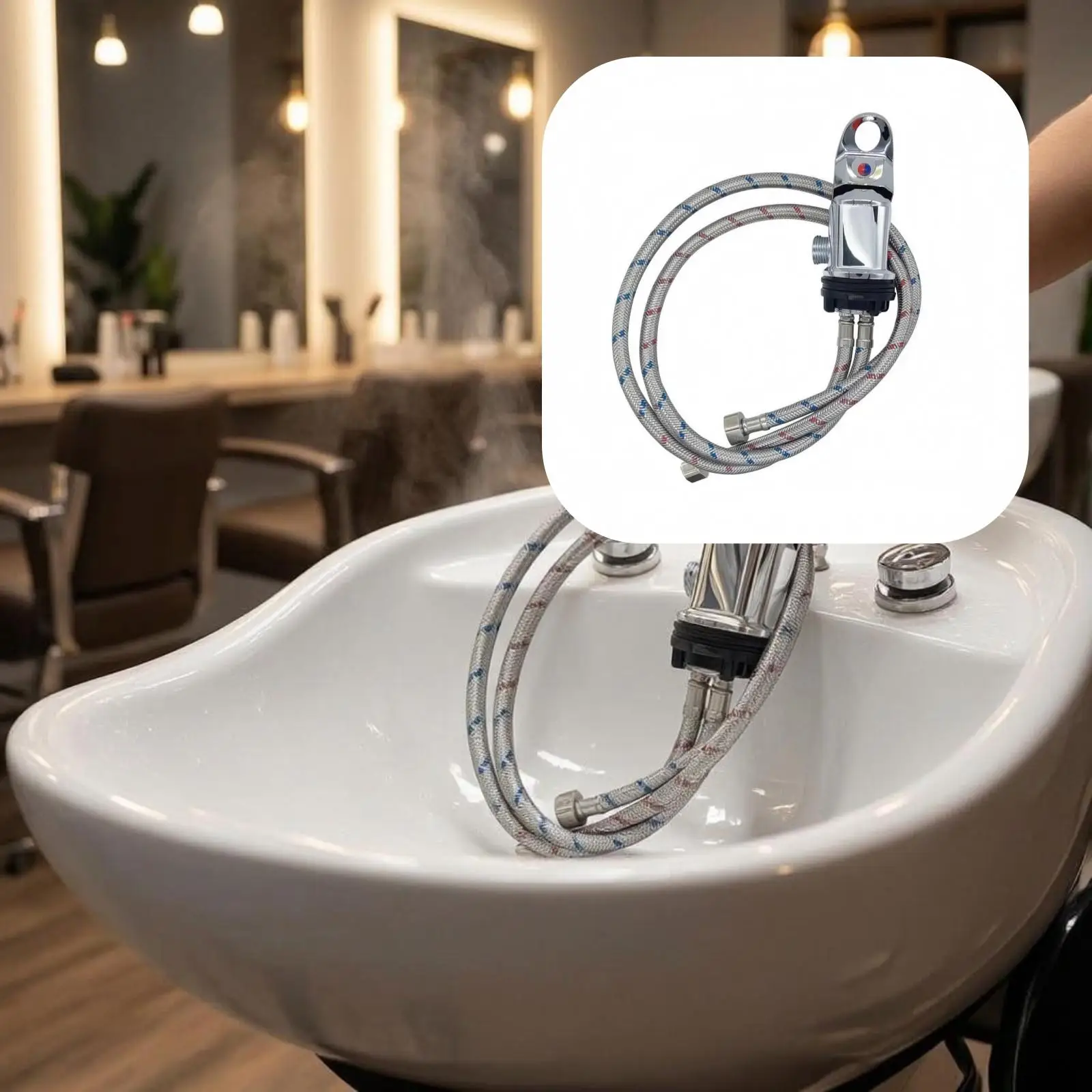 Hand Lever Faucet Temperature Marker Salon Shampoo Basin Faucet for Barber