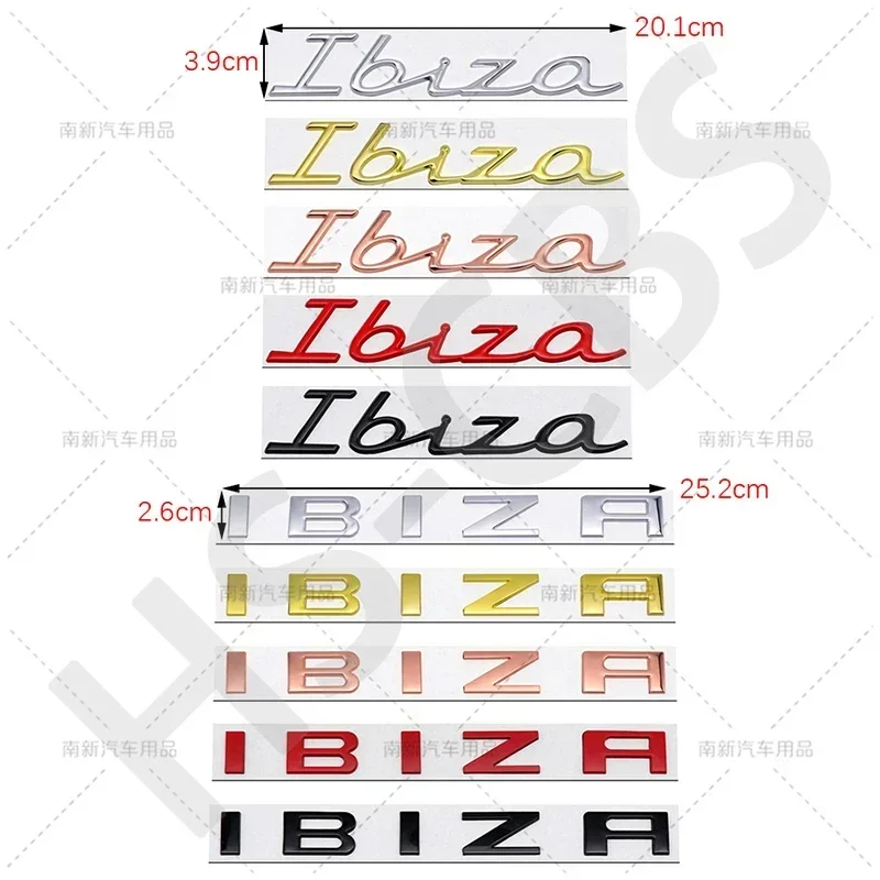 3D Metal Ibiza Emblem Car Rear Trunk Stickers Auto Body Decal Badge For Ibiza Letter Logo Decal Stickers Car Styling Accessories