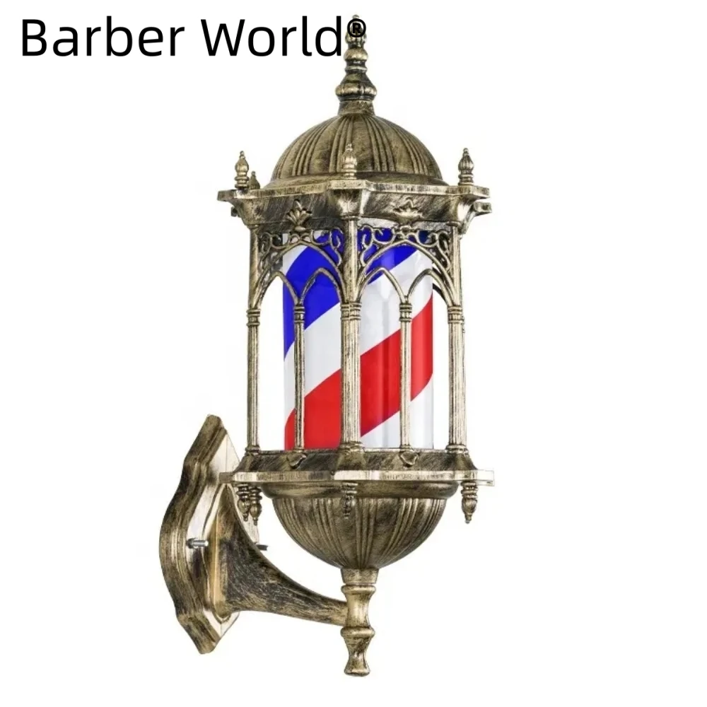 Barbershop Pole Led Light Red White Blue Stripes Waterproof Illuminating Rotating Hair Salon Barber Pole Multiple Specifications