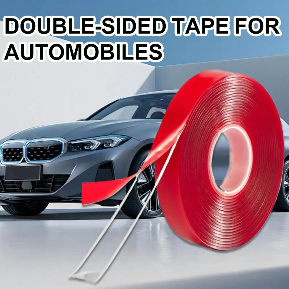 Car Double Sided Tape Removable PET Red Film No Traces Adhesive Mounting Stickers Waterproof Heavy Duty Glue Home Supplies