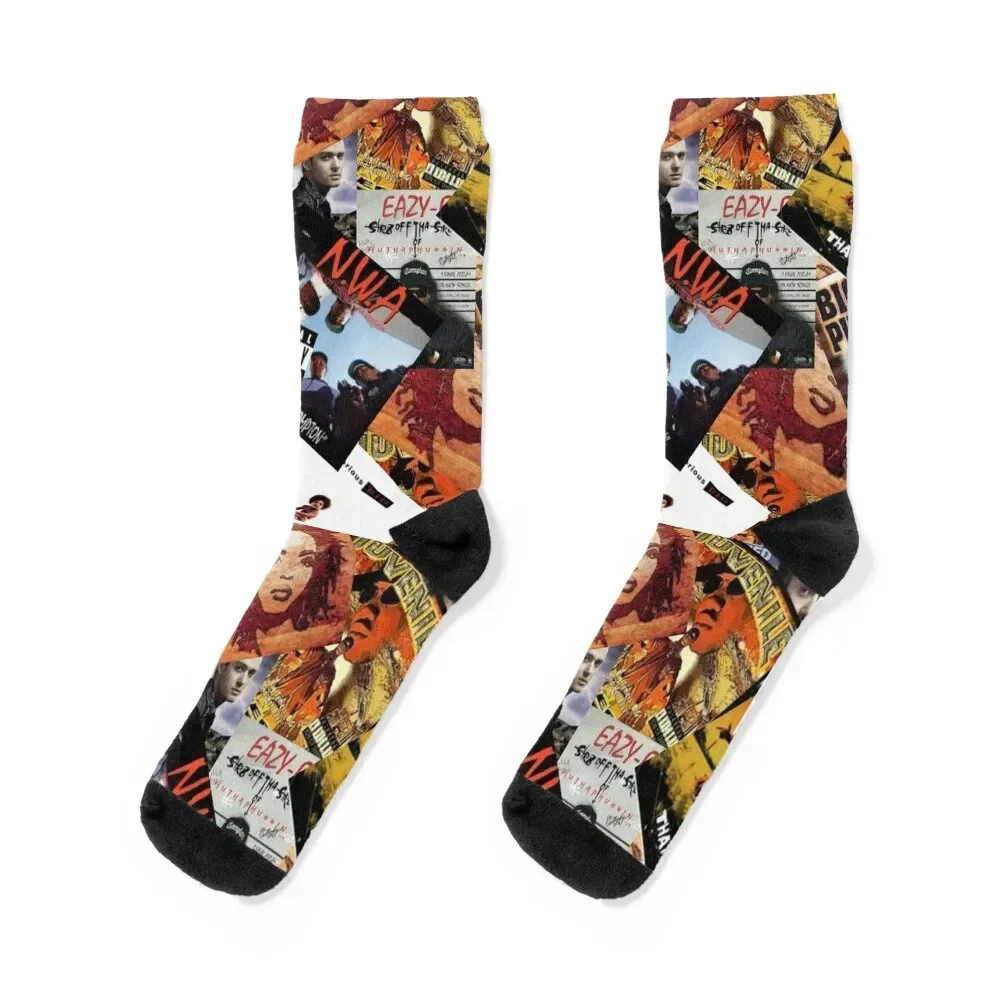 

1990s hip hop ,rap ,album,bands collage Socks Stockings compression gifts short Socks Ladies Men's