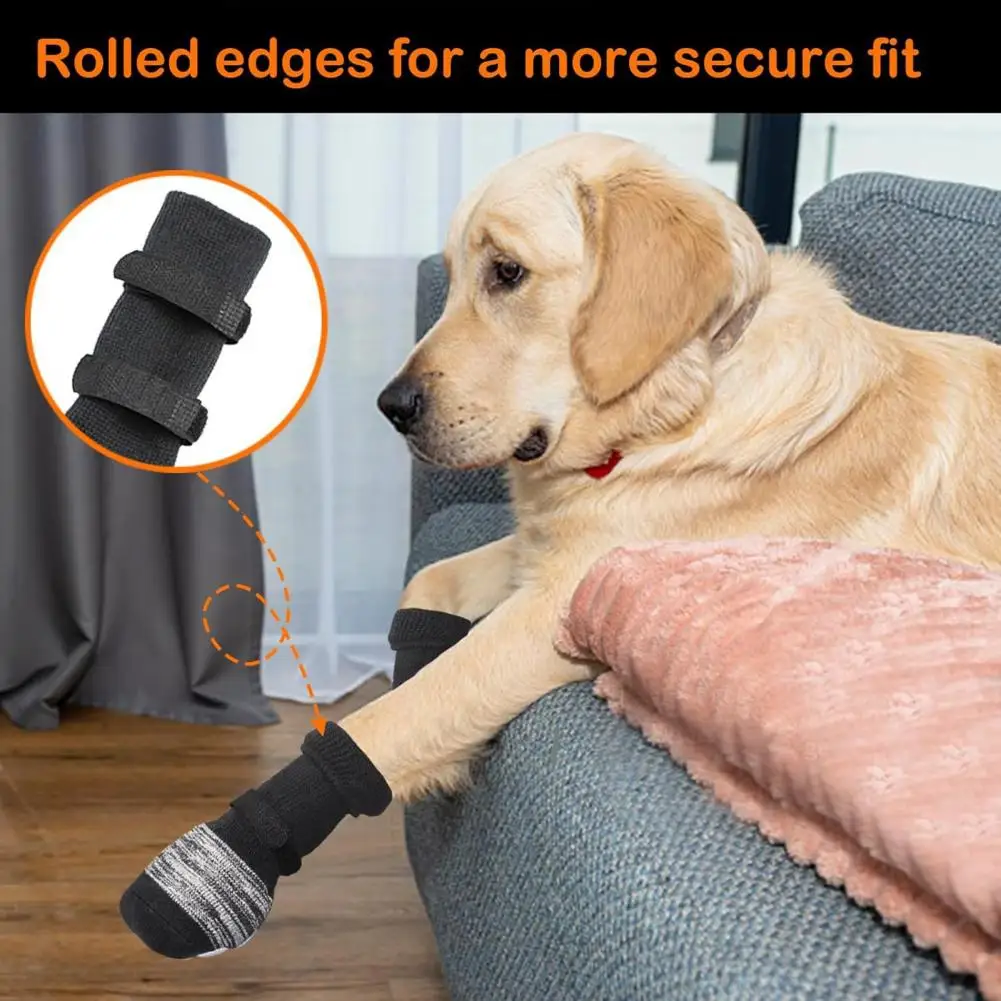 Pet Traction Control Socks Warm Dog Socks with Silicone Grips Non-slip Dog Socks with for Traction for Indoor for Hardwood