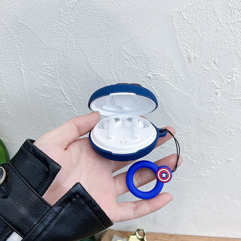 디즈니 마블 이어폰 케이스, OPPO Enco W31 용, 실리콘 무선 블루투스 이어버드, 충전 박스, 끈 포함 보호 커버