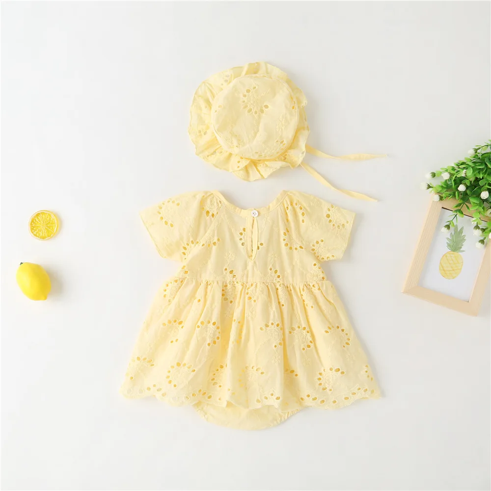 2024 Baby Girls Little fresh and cute Dress Summer Short Sleeve Baby Bodysuit  Holiday Casual Kids Girls Dresses Clothing