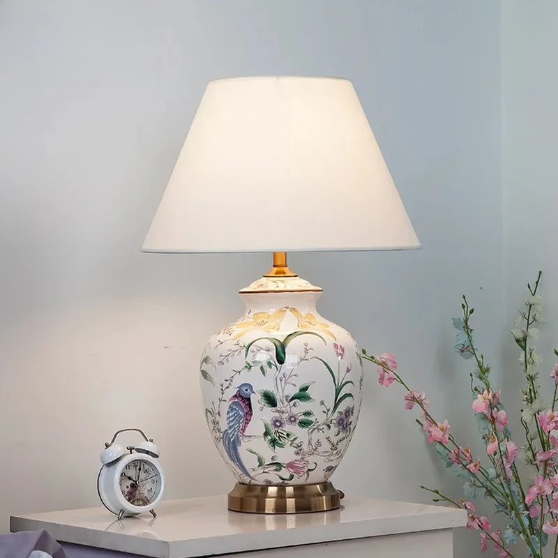 

Chinese Classical Colored Drawing Ceramic Table Lamps Study Book Lighting Living Room Decoration Bedroom Besidel Light Fixture