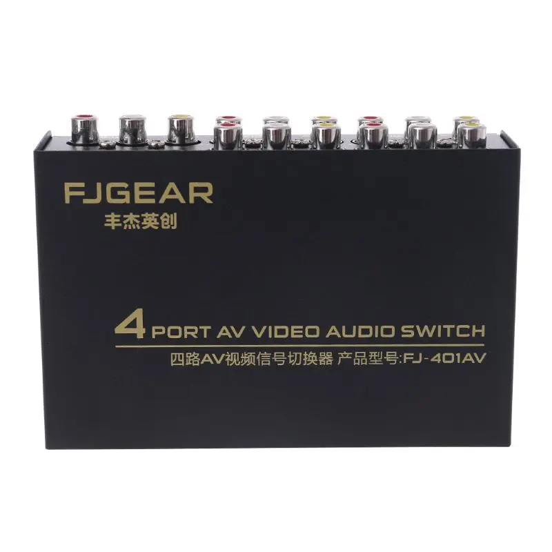 Switch AV a 4 vie RCA Switcher 4 in 1 Out Video composito L/R selettore Box.