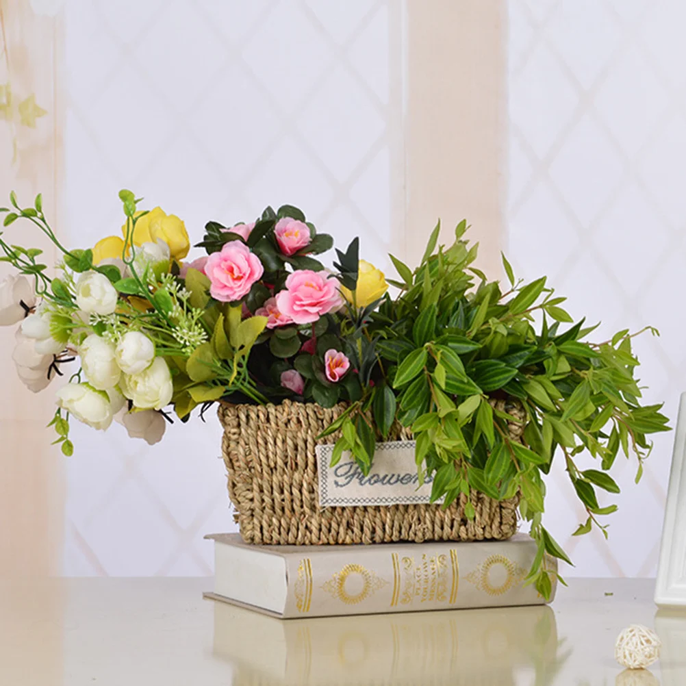 

Pastoral Stylewaterproof Wicker Basket Hand Woven Decorative Container For Home Garden Indoor Outdoor Userattan Vase Storage