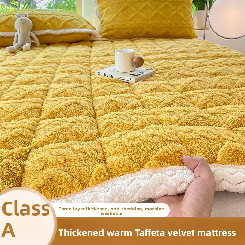 

Soft Milk Velvet Mattress Pad Home Bedroom Bedding Blanket Single Student Dormitory Winter Warm Polyester Fiber Quilt Cover