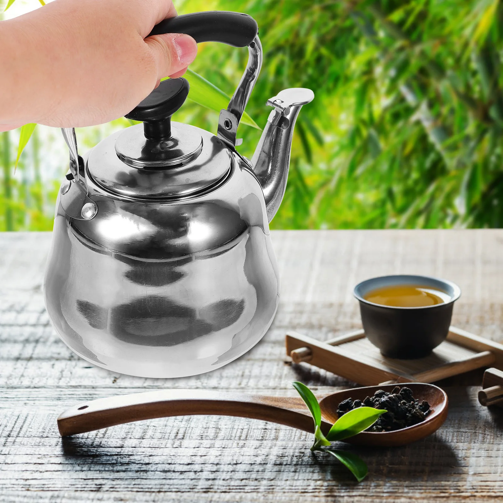 

Stovetop Stainless Steel Tea Kettle Whistling Large Capacity Quick Boil Easy Clean Wide Mouth Lid Modern Design