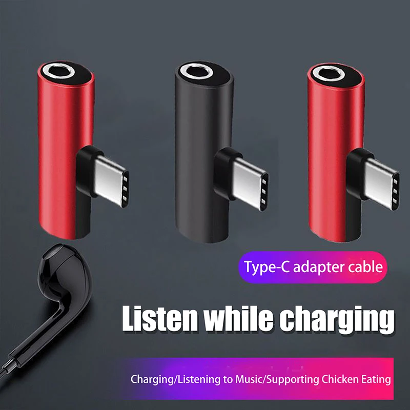 Type-C To 3.5 Mm Headphone Metal Adapters Charging Splitter With Aux Audio Jack To Multiple Phone Models Charging/Music/Call US