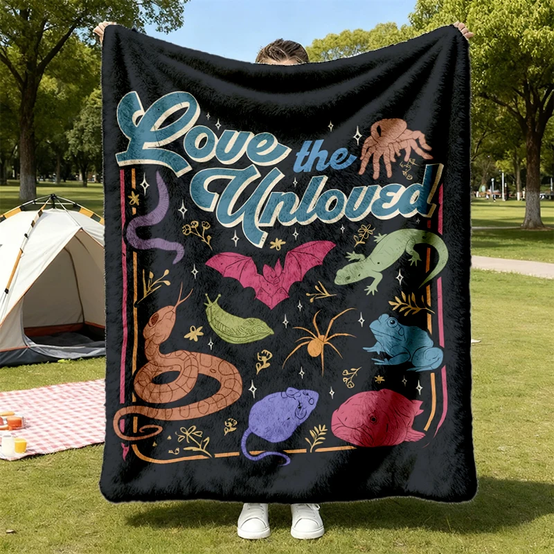 Love The Unloved Flannel Blanket, Cute Weird Animal Graphic Flannel Throw, Nature Science Teacher Gift, Bug Lover Gifts