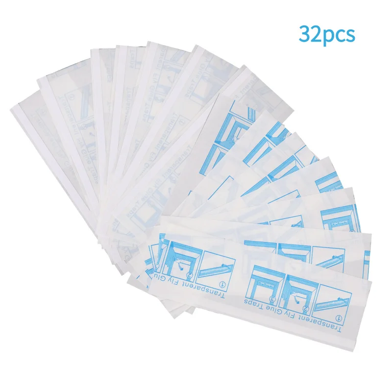 32pcs of Adhesive Fly Stickers for Indoor Use, Transparent Sticky Strips Suitable for Both Home And Settings Like Schools
