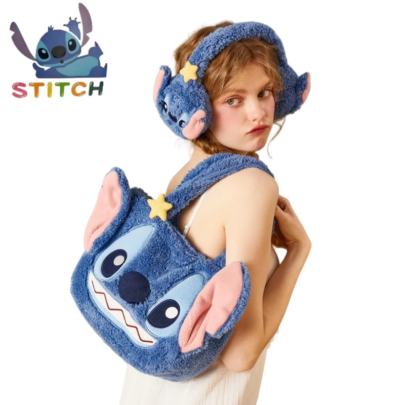 

Lilo Stitch Plush Shoulder Bag Cartoon Stitch Storage Bag Open Large Capacity Portable Storage Holiday Gift Casual and Stylish