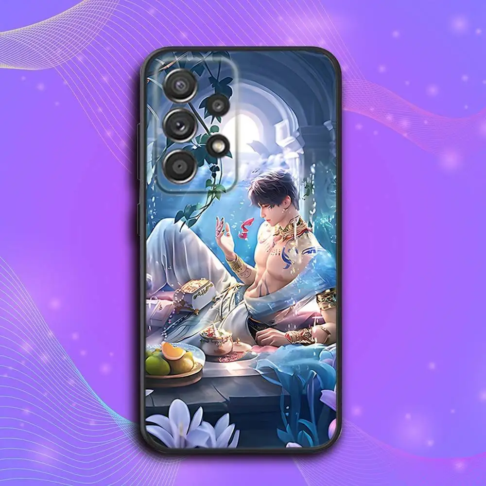 حافظة هاتف R-Rafayel Love and Deepspace لهاتف سامسونج S 25,24,23,22,30,21,10,9,Ultra,Plus,Lite,FE,4,5G حافظة سوداء ناعمة