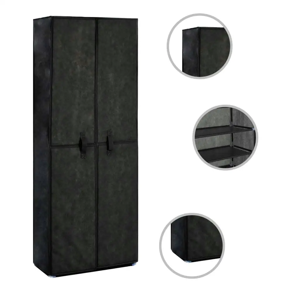 

Stylish Black Shoe Cabinet 23.6x11.8x65.4 cm - Durable Fabric Storage Organizer