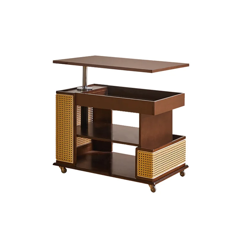 

Movable coffee table solid wood sofa, dining side cabinet can be lifted and rotated living room tea table, notebook table