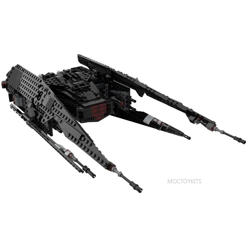 

Space Series Creative Building Blocks Red MOC34444 Black Titanium Fighter Brick Assembly Model Toy Collection Gift 740pcs