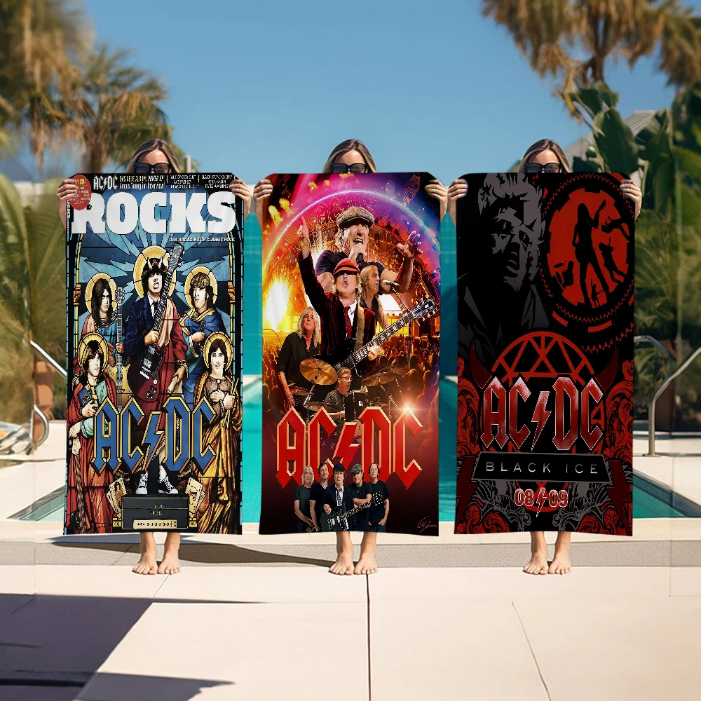 A-AC D-DC Band Beach Towel Colorful Bath Towels For Girl Microfiber Quick Dry Custom Sand Free Beach Yoga Spa Gym Pool