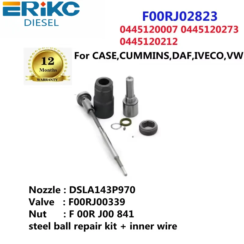 

ERIKC F00RJ02823 Injector Overhaul Kits NOZZLE DSLA143P970 (0433175271) VALVE F00RJ00339 for CUMMINS 0445120007 0986435508