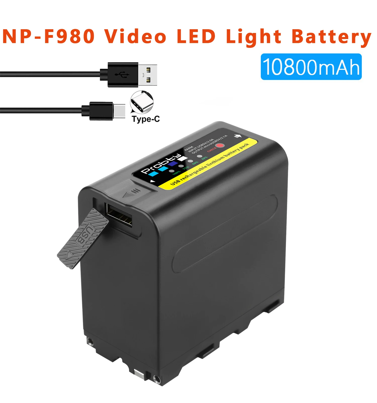 10800mAh NP-F970 Photographic Lamp Battery for NP-F970 F960 LED Video Light Lamp Battery For Monitor LEDP260 YN600L II Luxpad23