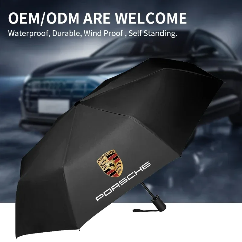 Ombrello pieghevole per auto Parasole automatico portatile per Porsche Boxster Cayman Cayenne 911 Macan Panamera Accessori per adesivi per auto