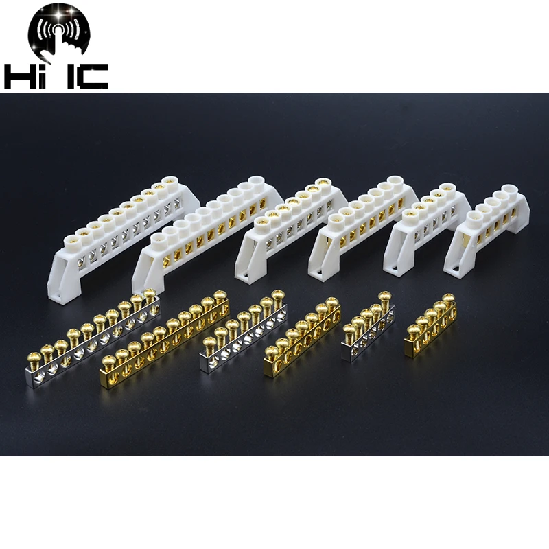 HiFi Audio 4P-10P Hole Dual Two Neutral Ground Wire Row Holder Gold/Rhodium Plated Connector Bar Terminal Block  -196 Degrees