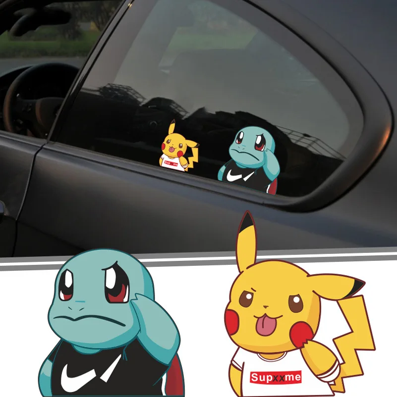 Pikachu Anime for Car Sticker Notebook Squirtle Decoration Bumper Window External Accessories Waterproof Die Cutting Vinyl Decal