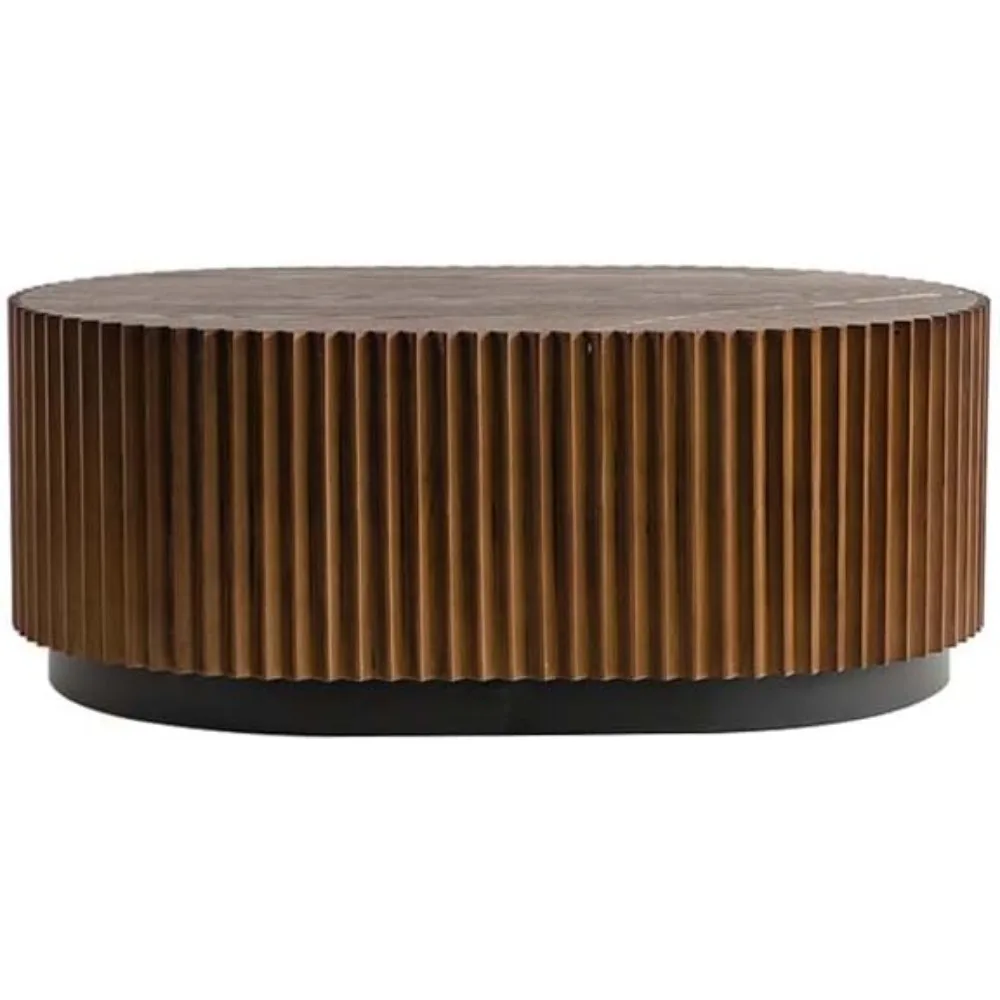Handcrafted Wooden Nesting Coffee Tables, Modern Luxury Fluted Center Table Set for Living Room