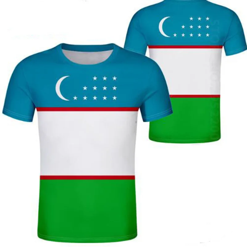 Uzbekistan Male Youth Diy Free Custom Made Name Number Photo Uzb Casual T Shirt Nation Flag Uz Ozbekiston Uzbek Country Clothes