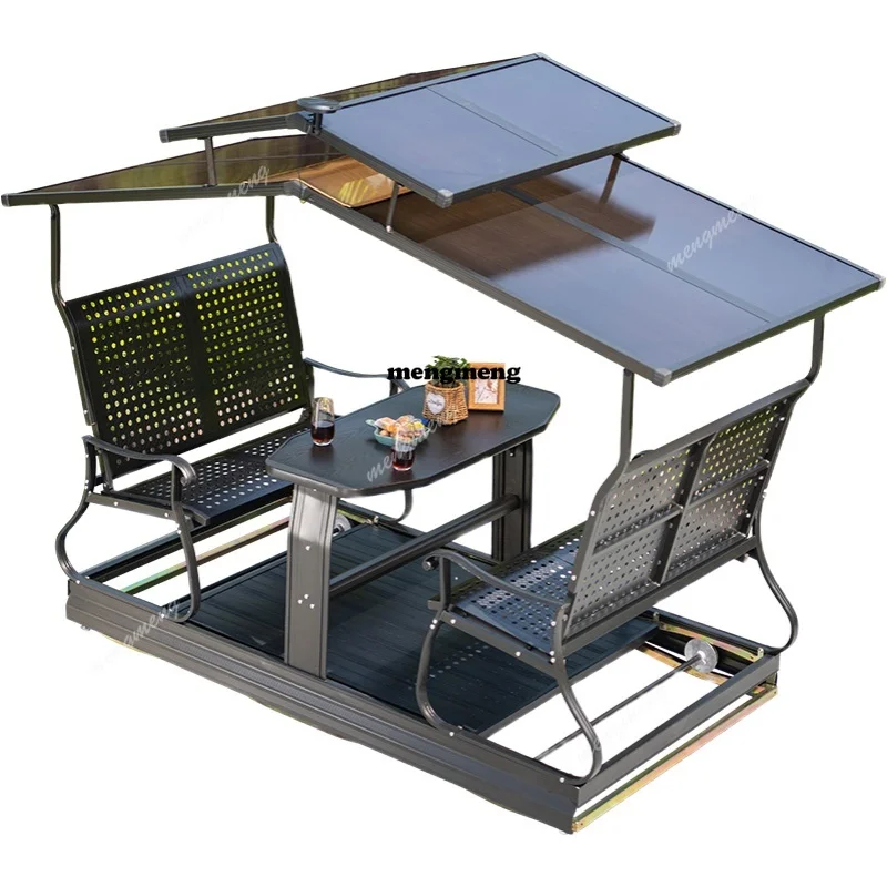 

Outdoor swing courtyard four-person power rocking chair rain sun protection villa garden