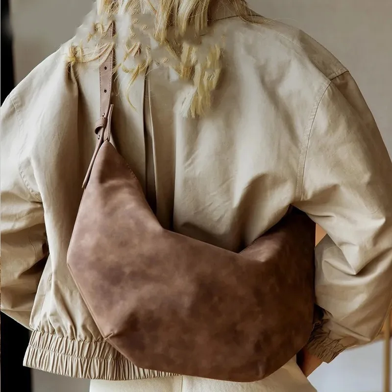 

Женский новый роскошный дизайнерский клатч, женская сумка в форме полумесяца, винтажная замшевая сумка-кошелек для женщин, повседневные сумки через плечо