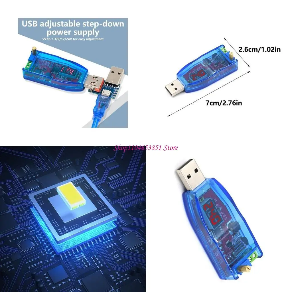Digital Display USB Voltages Regulator Power Module With Overloads Protections 
