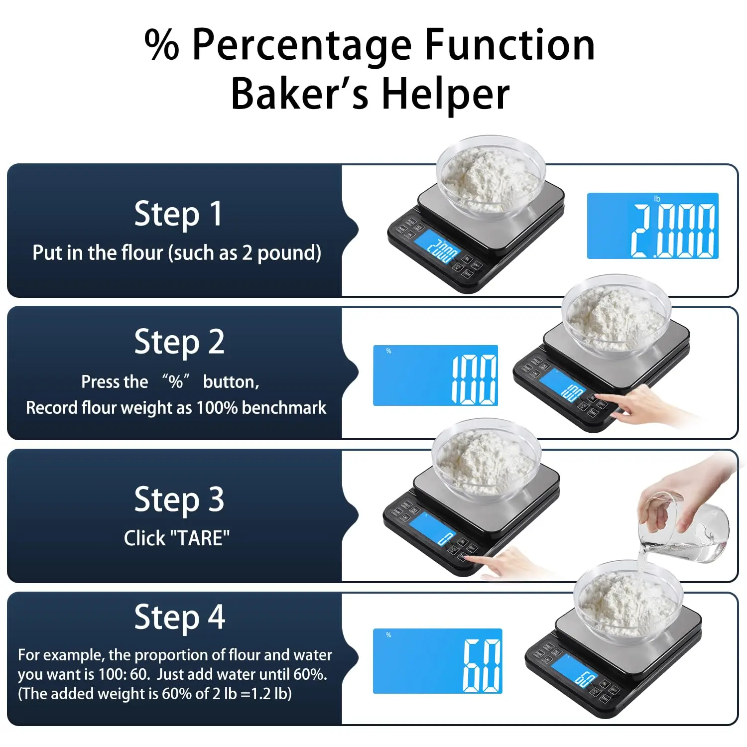 5KG 10KG Food Kitchen Scale Rechargeable Digital Scale with LCD Display and Stainless Tray, for Baking Cooking Meal Weighing