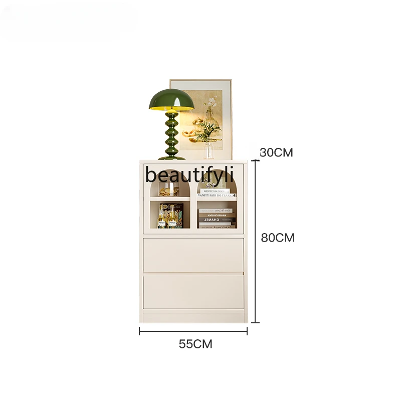 

Cream Style Bookcase Living Room Home Wall-Mounted Multifunctional Storage Cabinet Study Assembled Cabinet