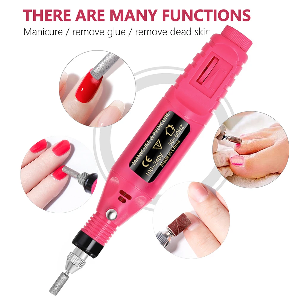 YIKOOLIN Acrylic Nail Drill Kit Electric Nail File 20000 RPM Portable Electric Nail Drill Bits Gel Remover Nail Tools
