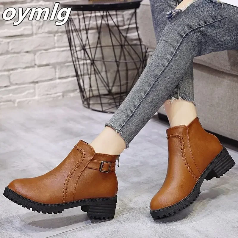 DoraTasia New Autumn Winter Mature Black Booties Ladies Concise OL Ankle Boots Women 2020 Low Heels Shoes Woman