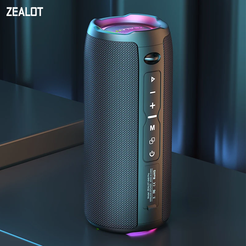 

ZEALOT-S49PRO 20W Portable Bluetooth Speaker IPX6 Waterproof,Micro SD Card,AUX-in Plug,10H Playtime,RGB Light Wireless Stereo