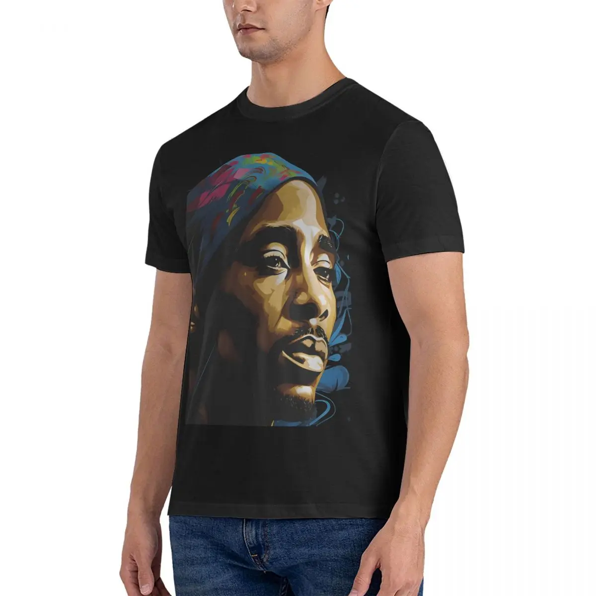 Thug Poet T-Shirts for Men Tupac Amaru Shakur Vintage Cotton Tee Shirt Round Neck Short Sleeve T Shirts New Arrival Tops