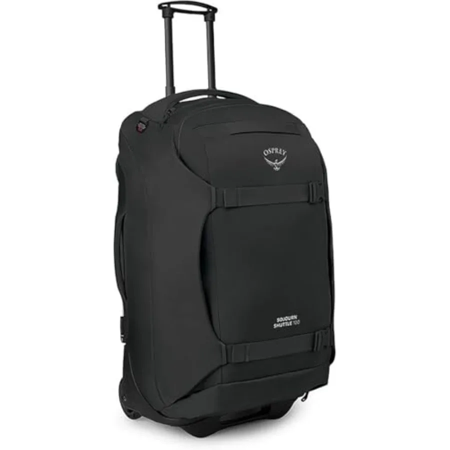 

Sojourn Shuttle Wheeled Duffel Luggage Rugged polyester, black, oversized wheels and reinforced frame for long-haul travel and