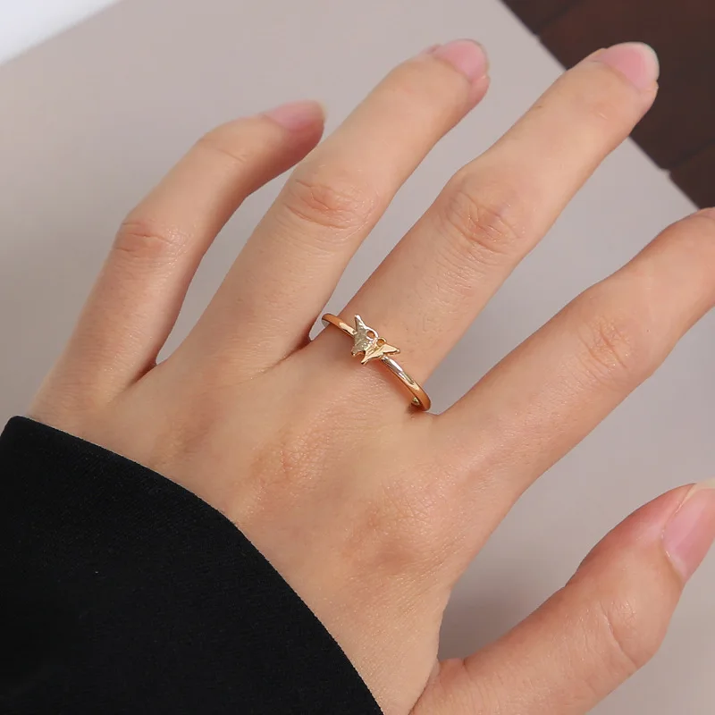

2024 Cute Woman Rings Korean Fashion Gothic Accessories Butterfly Simple Elegant Ring Gold Jewelry Engagement Ring Anillos Mujer