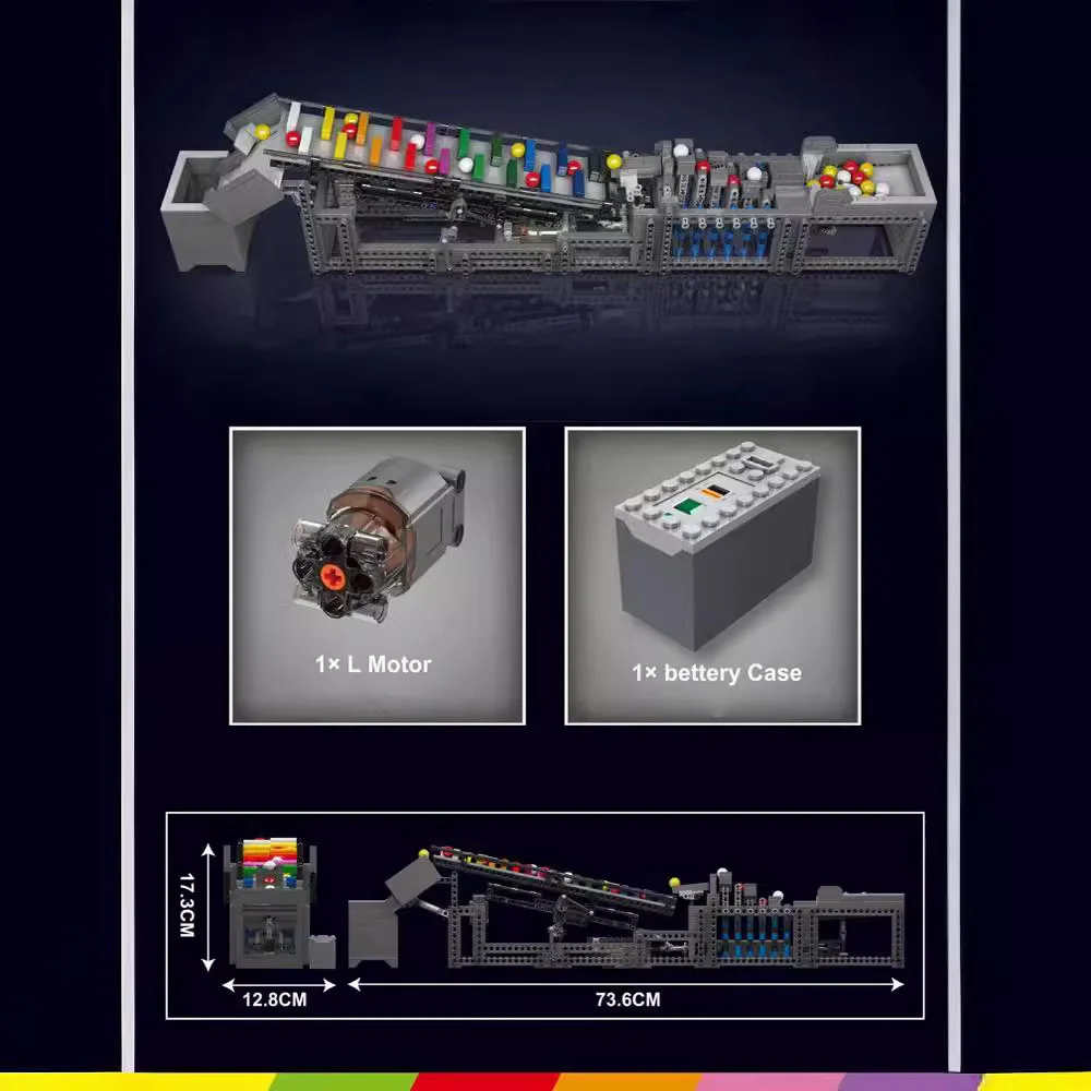 Pasos de arcoíris GBC de 2. a generación, línea de montaje eléctrico, bloques de construcción mecánicos de alta tecnología, modelo de potencia modificada, juguetes de ladrillos