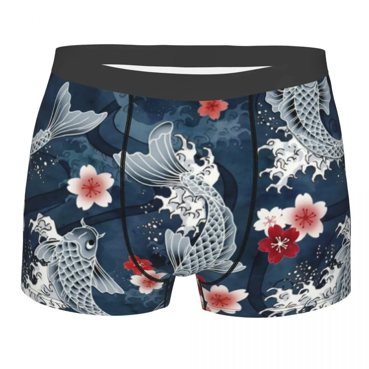 Cool Koi Cherry Sakura Blossom Boxers Shorts Underpants Male Stretch Flower Floral Japanese Asian Fish Briefs Underwear