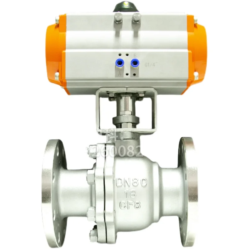 Q641F-16P 304 stainless steel pneumatic flanged ball valve steam high temperature pressure cut-off regulating valve