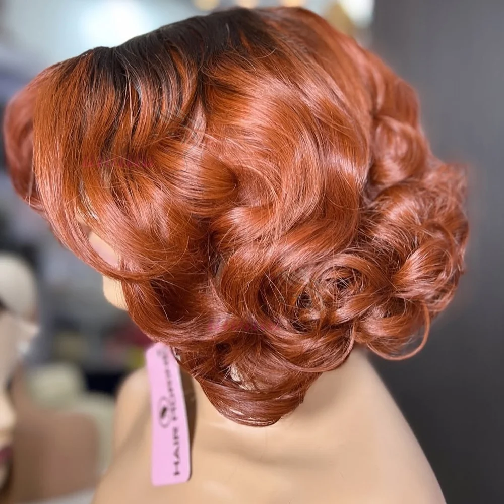 أومبير الزنجبيل البرتقالي 350 فضفاض نطاط موجة 4x4 HD الدانتيل إغلاق باروكة من شعر طبيعي 100% ملابس الشعر الفيتنامية والذهاب شعر مستعار مجعد غلويليس