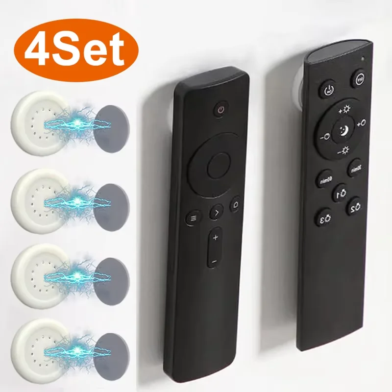 Soporte magnético de pared sin perforaciones para controles remotos de TV y aire acondicionado. Succión potente, almacenamiento que ahorra espacio. Instalación fácil.