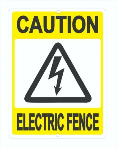 Caution Electric Fence Sign 9x12 Metal Fences Electrical Farm Land Property