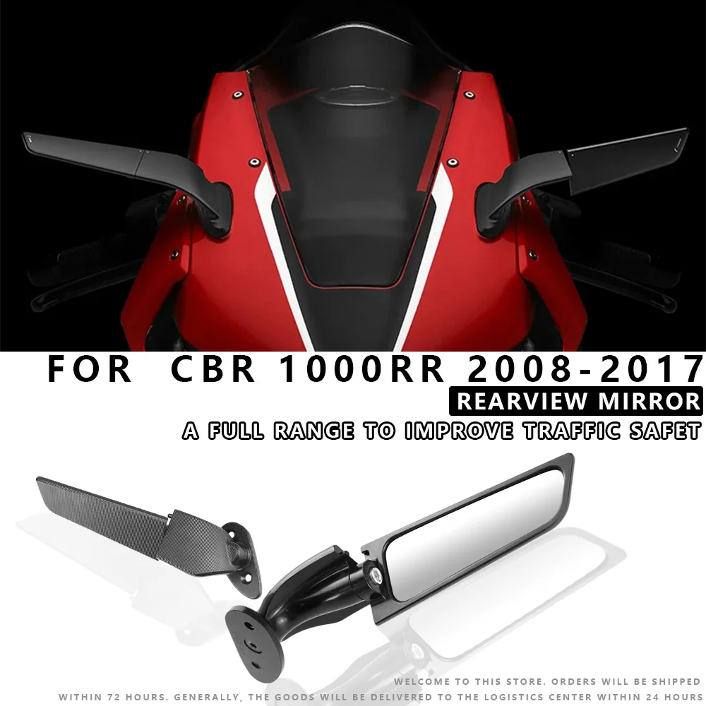 

MTKRACING For HONDA CBR1000RR 2008-2017 Rearview Mirrors Wind Wing Adjustable Rotating Side Mirror Winglet