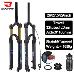 BOLANY Bicycle Air Fork Rebound Adjustment MTB Suspension 26/27.5/29 Straight/Tapered RL/LO Mountain Fork For Bike Quick Release