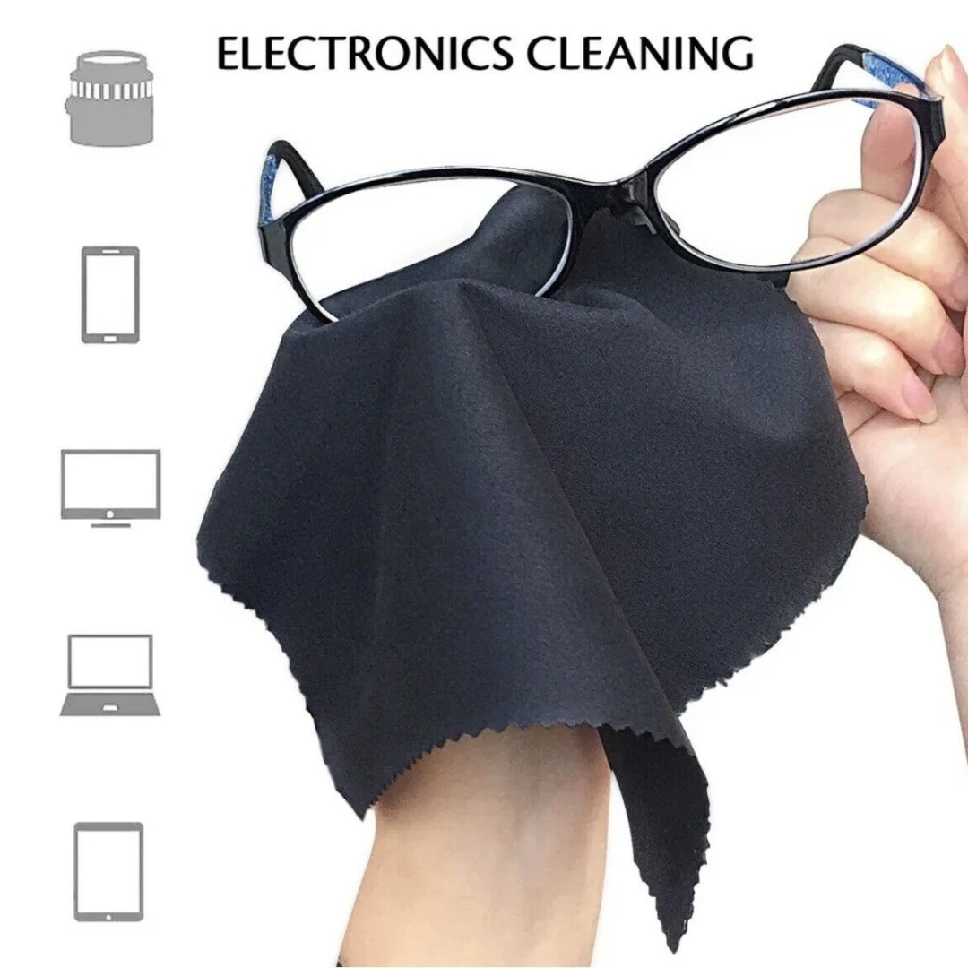 10pcs Black Microfiber Cleaning Cloth Sunglasses Eyeglasses Cleaning Cloth Phone Screen Camera Lens Clean 15cm*15cm